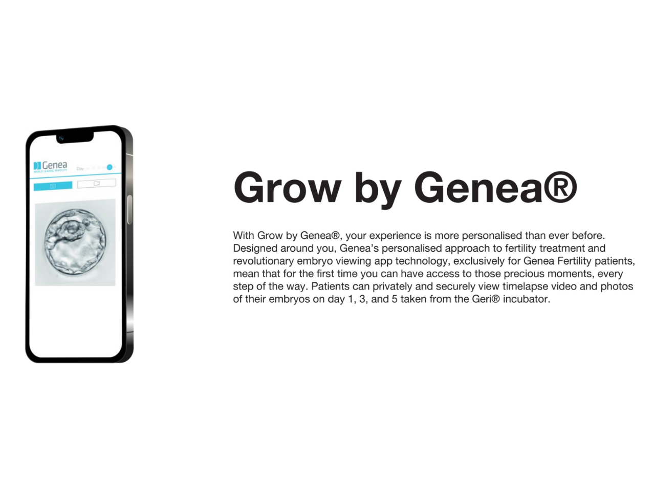 Grow by Genea mobile app embryo viewing