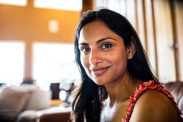 Portrait of beautiful woman at home